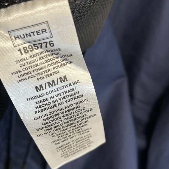 NEW Hunter Women's M Water Resistant Cotton Smock Rain Jacket Hooded Navy - Picture 8 of 13